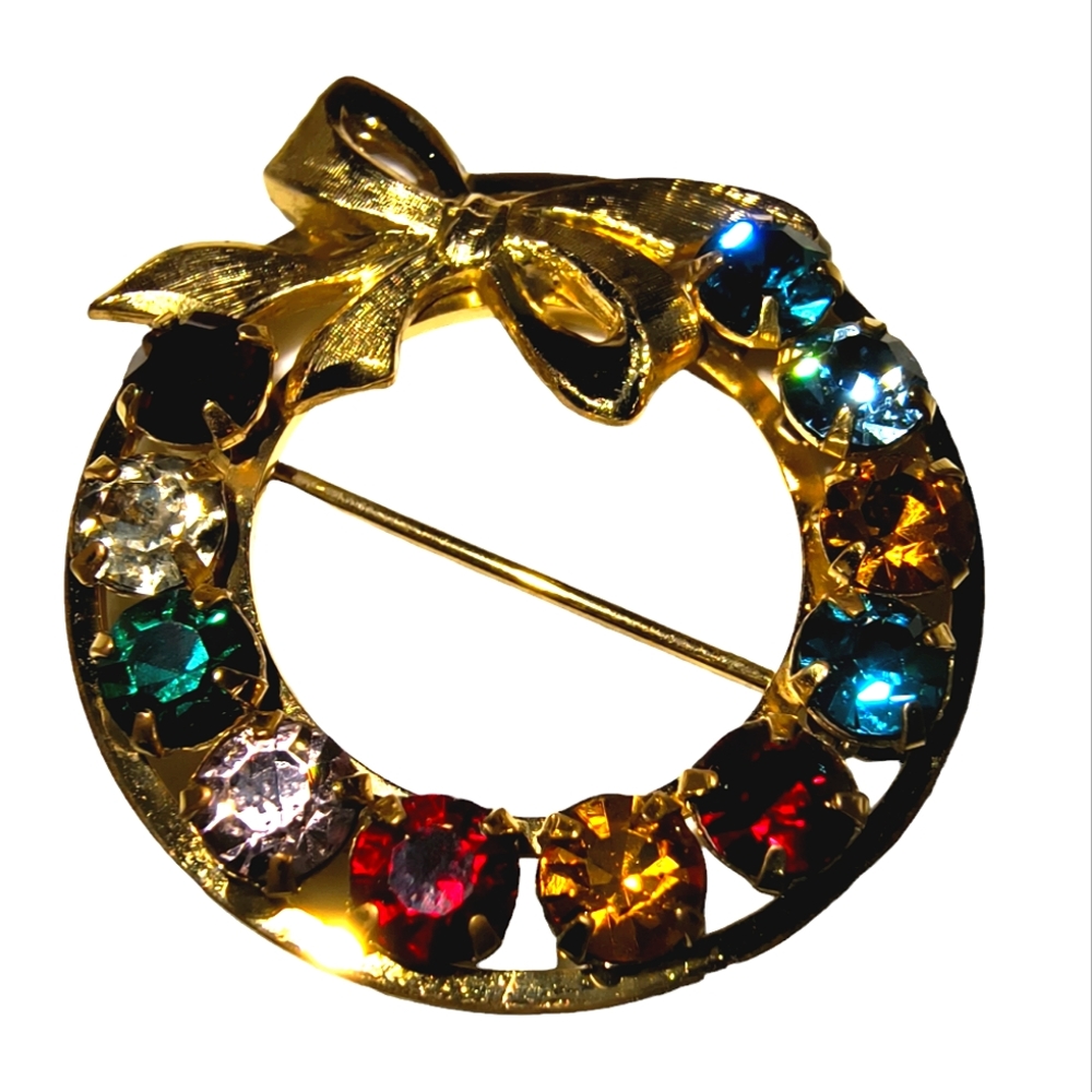 Vintage 12 KT Gold-Filled Rhinestone Brooch